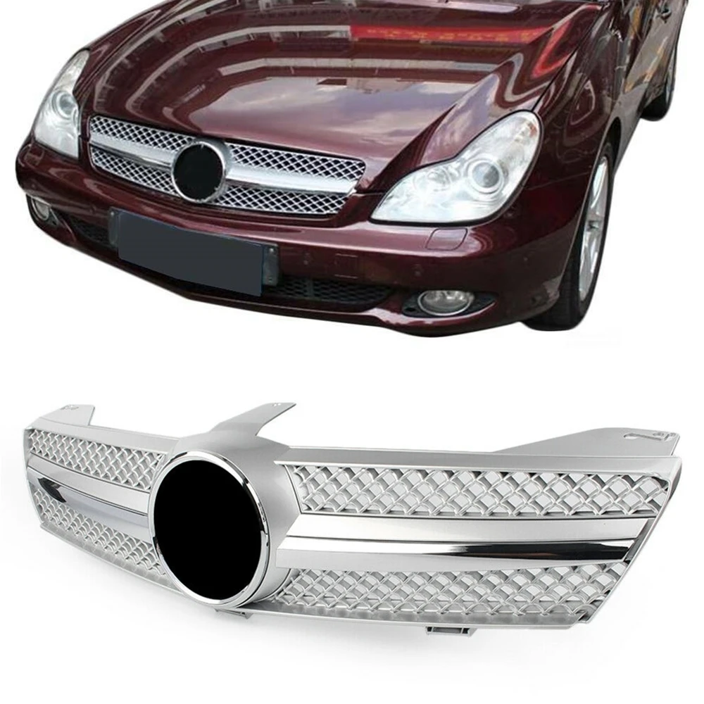 Front Grille For Mercedes Benz W219 CLS Class 2005-2008 CLS350 CLS500 CLS600 AMG Chrome Car Upper Bumper Hood Mesh Racing Grills