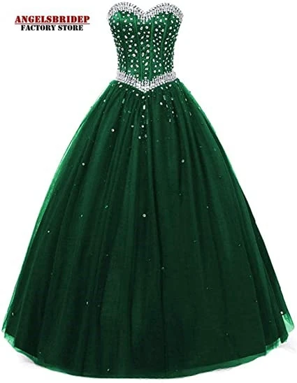 

Angelsbridep Sweetheart Tulle Ball Gown Quinceanera Dress Vestidos De 15 Anos Luxury Crystals Beadings Sweet 16 Dress