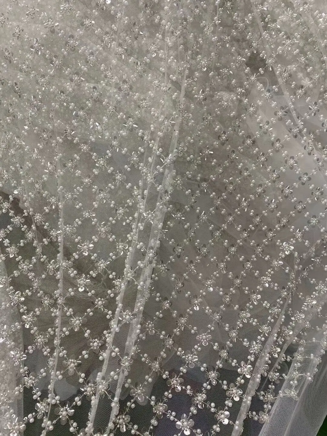 

Nigerian Mesh Lace Fabrics with Beads, African Sequins Lace Fabric, French Tulle, SYJ-426688, High Quality