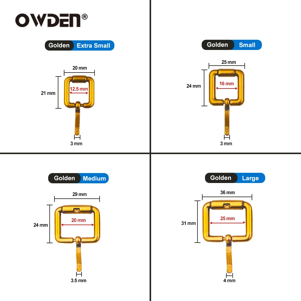 OWDEN Fibbie a rullo Spille a scatto Cinghie da polso resistenti in metallo Cintura Web Regolazione Anelli rettangolari