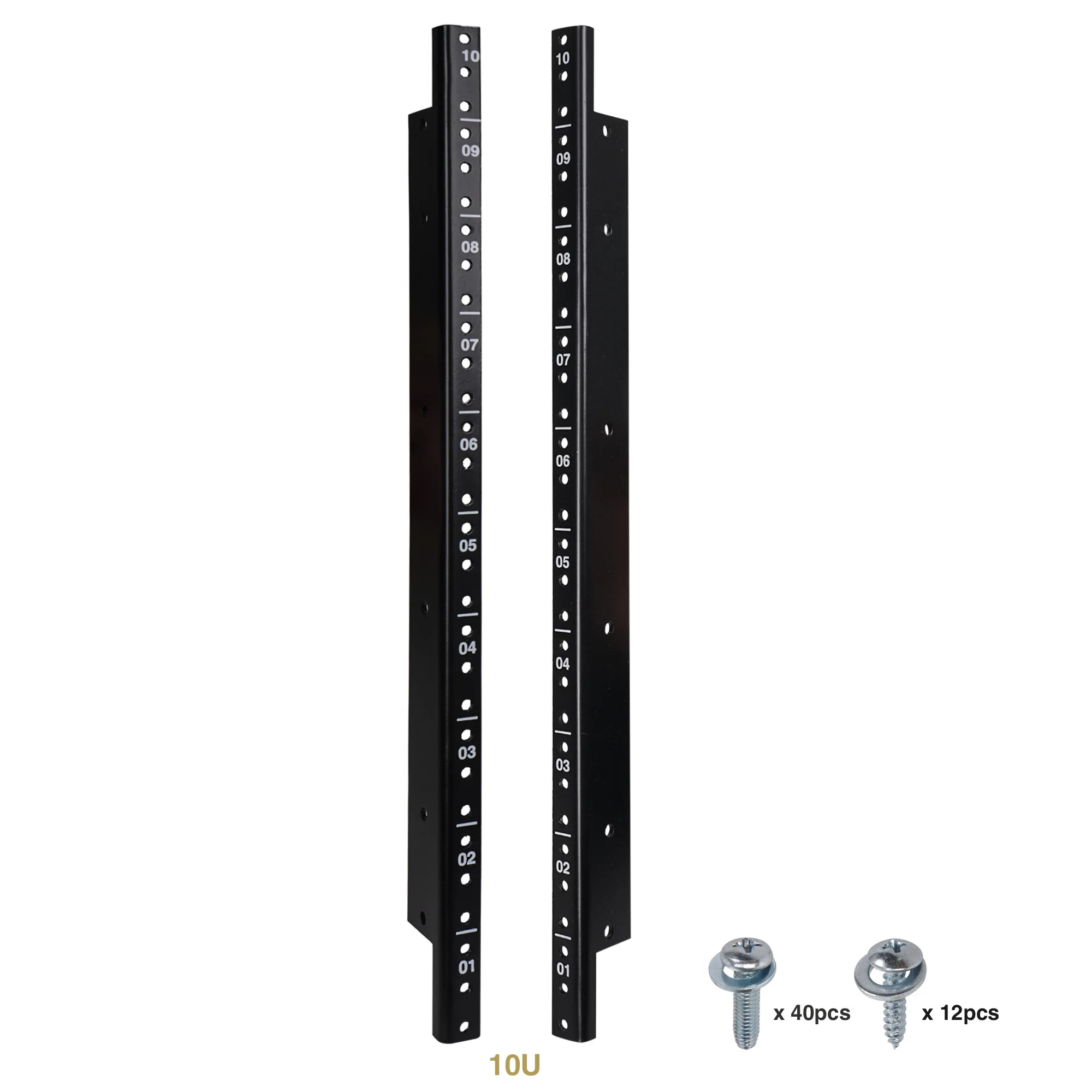 

Sound Town 2-pack 10U Steel Rack Rails, with Black Powder Coated Finish and Screws (ST-RR-10U)