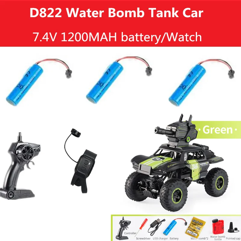 1pcs or 2pcs 7.4V 1200mAh recharge Battery For D822 Water Bomb Tank Car spare parts D822 RC Car battery Watch Controlller