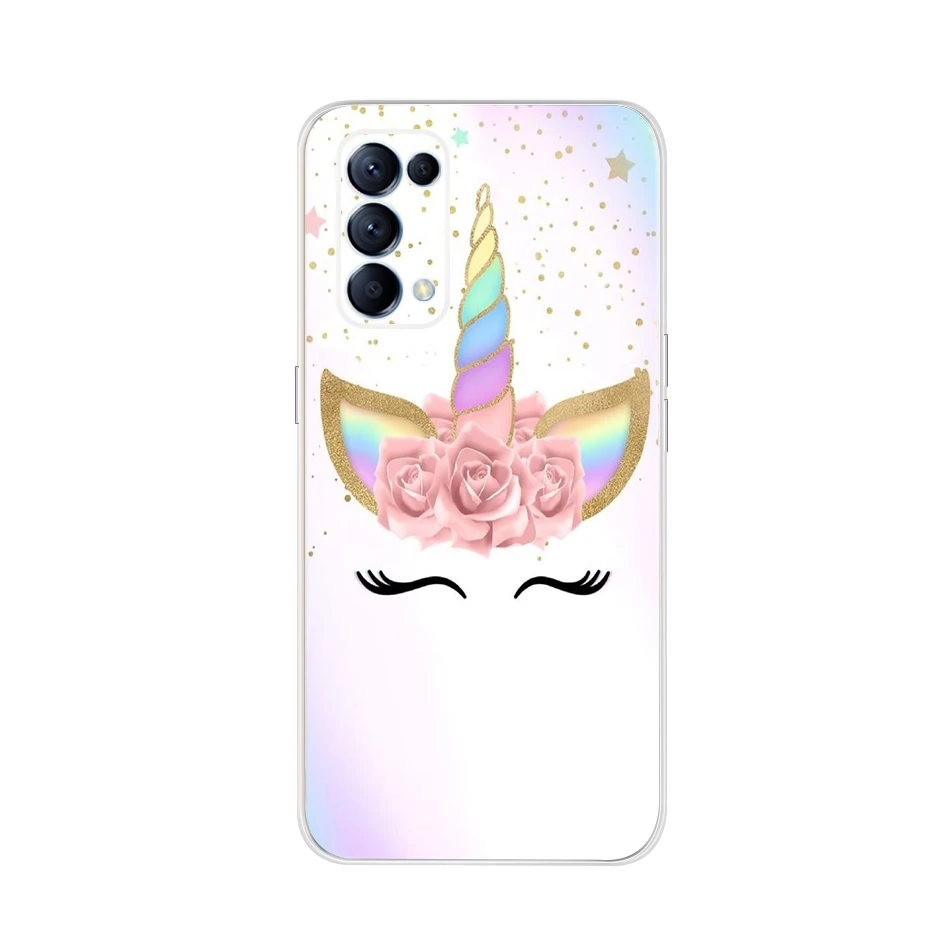 For OPPO Reno 5 5G Case Reno5 4G Bumper Silicone TPU Soft Phone Cover For OPPO Reno 5 CPH2145 Cases Cartoon fundas CPH2159 Coque