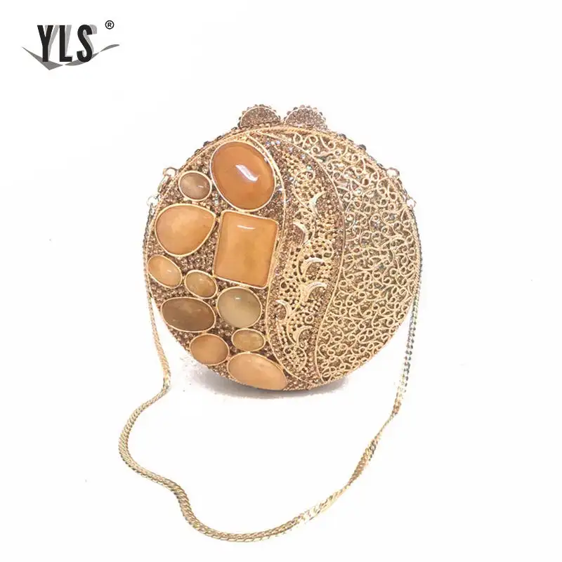 Women Delicate Gold Ball Evening Handbags Clutches Purse NEW Designer Evening Clutches Shoulder Bag Crossbody Bag YLS-J07