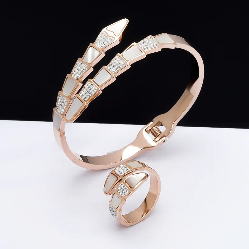 White Shell Snake-Shaped Ring Bracelet With The Same Paragraph Simple Cuff Bracelet For Women Fashion Jewelry Accessories