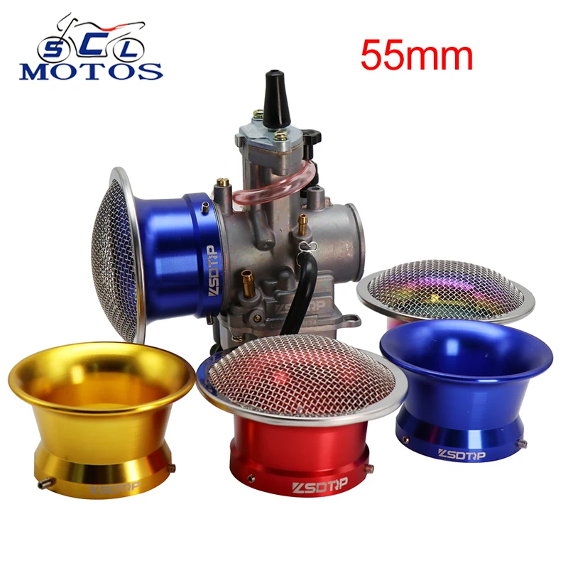 Sclmotos-55mm Modified Motorcycle Air Filter Wind Cup Horn Cup for Keihi PWK KOSO OKO Mikuni 32mm/34mm Carburetor For Yamaha KTM