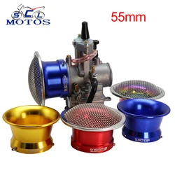 Sclmotos-55mm Modified Motorcycle Air Filter Wind Cup Horn Cup for Keihi PWK KOSO OKO Mikuni 32mm/34mm Carburetor For Yamaha KTM