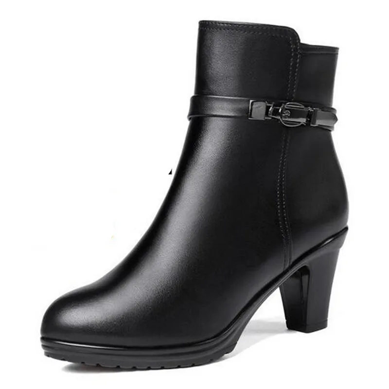 ZXRYXGS 2025 Large Size Winter Genuine Leather Boots Women Fashion Shoes Warm Wool Boots Plus Velvet Snow Boots Women Boots New