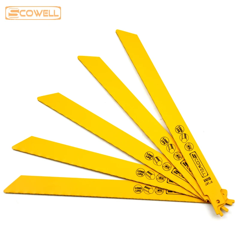 35% OFF SCOWELL 9IN 18TPI Bimetal Reciprocating Sabre Saw Blades 230*19*0.92mm For Soft Metal Working Bi-metal M2 Jigsaw Blades