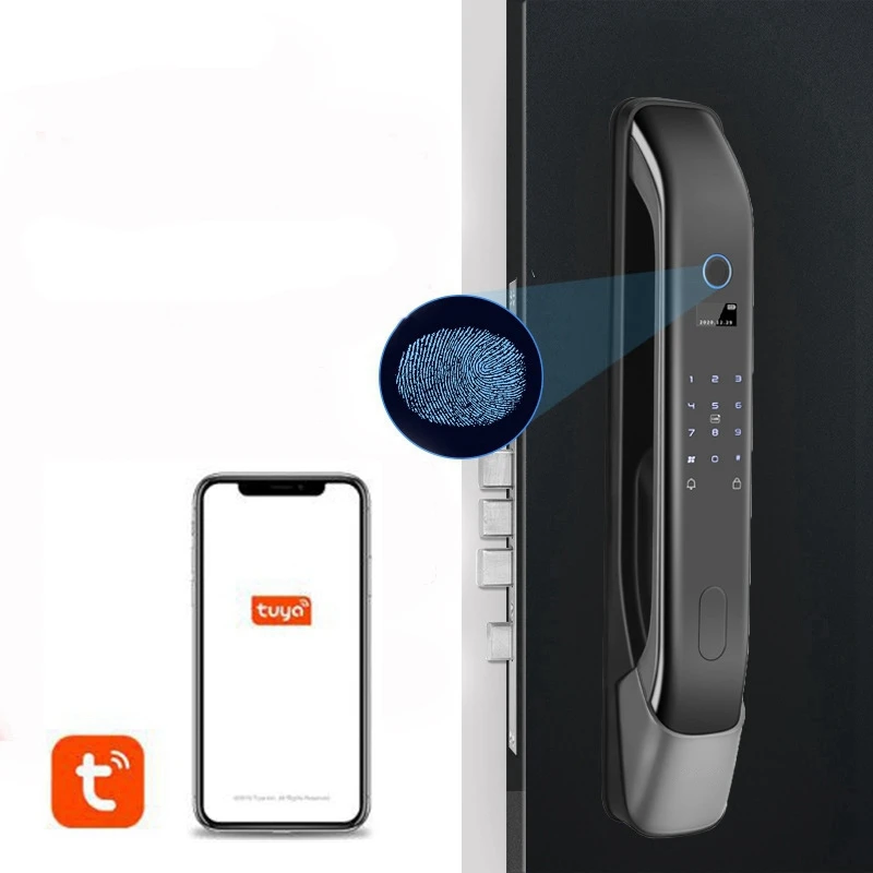 

Electronic Security Tuya APP Wifi Fingerprint Password Smart Door Lock Keyless Biometric Automation Gate Lock With 6068 Cylinder