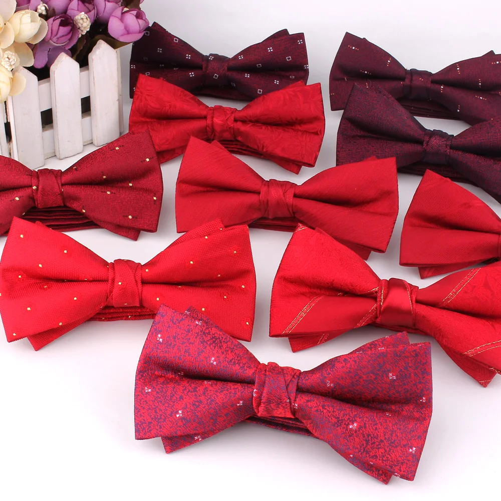 Red Bowtie For Groom Fashion Woven Bow tie For Men Women Bow knot Adult Wedding Bow Ties Cravats Candy Color Groomsmen Bow ties