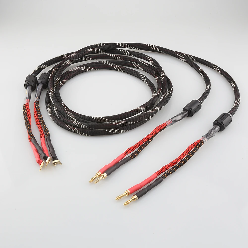 Jeden pár audiocrast HIFI reproduktor kabel hi-end zesilovač 4N OFC reproduktor kabel s banán / rýč kolíček