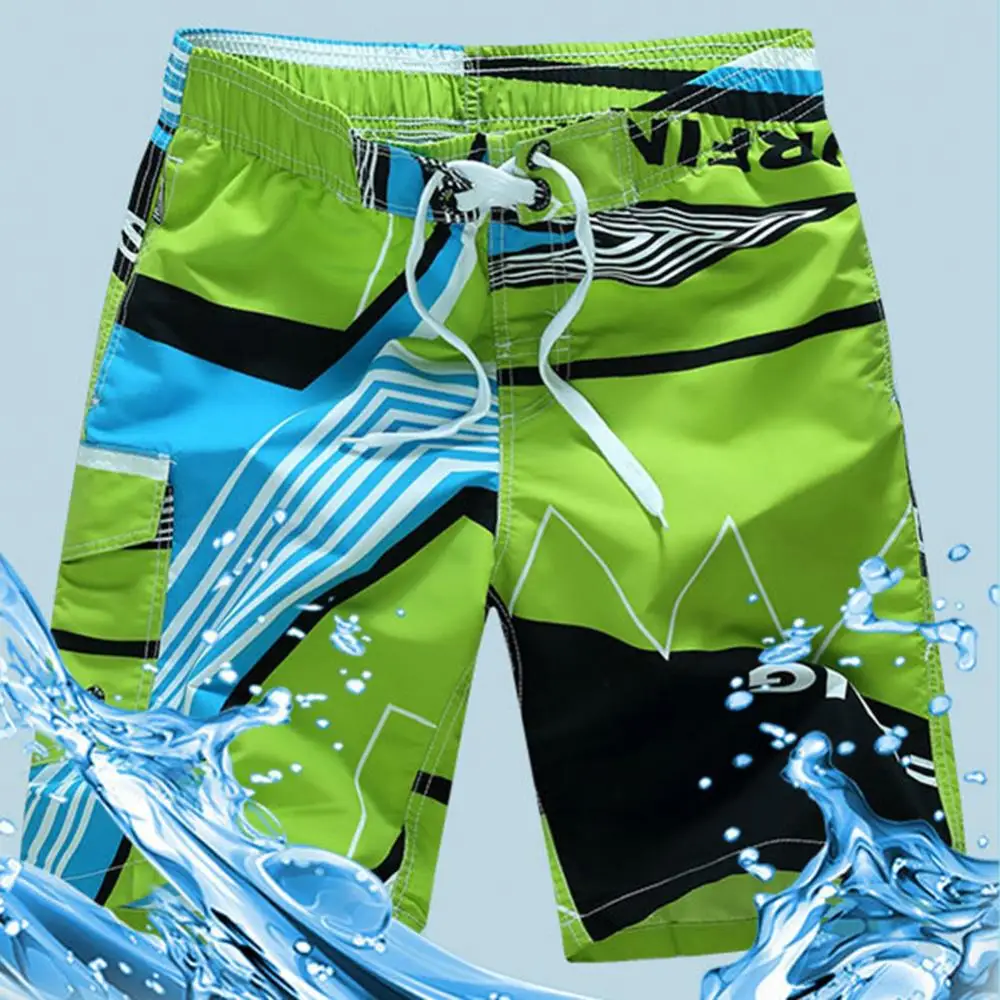 2021 Men Summer Beach Shorts Pants Color Plus Size Block Breathable Drawstring Swimming Trunks Men Running Sports Surfing Shorts