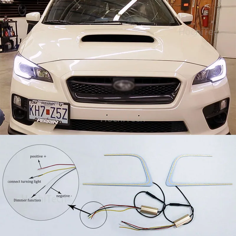 For Subaru WRX/STI 2015-2018 LED Daytime Running Light Yellow Turn Signal Function 12V Car DRL Fog Lamp Decoration