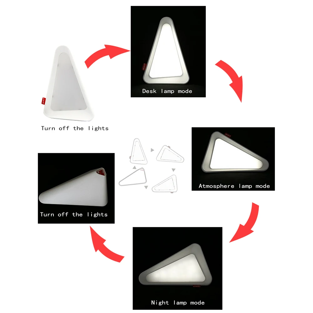 Night Triangle Light USB Rechargeable Investment Dimmable Sensor LED Lights Table Indoor Lighting Bedside Reading Lamp