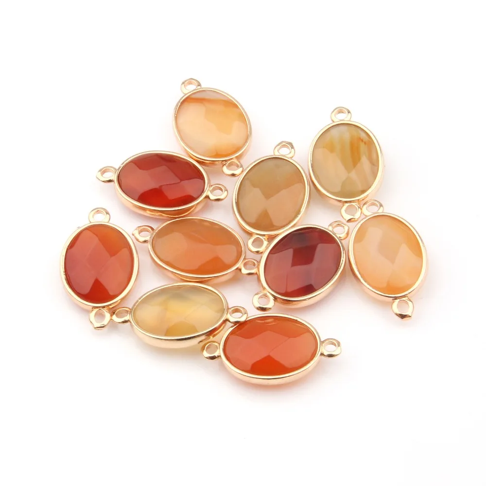 Natural Stone Water Drop Shape Rose Quartzz/Tiger Eyes Pendant Double hole connector DIY for Necklace or Jewelry Making