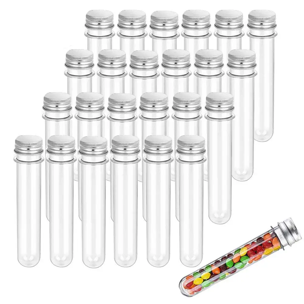 25pcs 40ml Test Tube,Clear Plastic Tubes with Caps,25x140mm for Scientific Experiments,Party Decoration