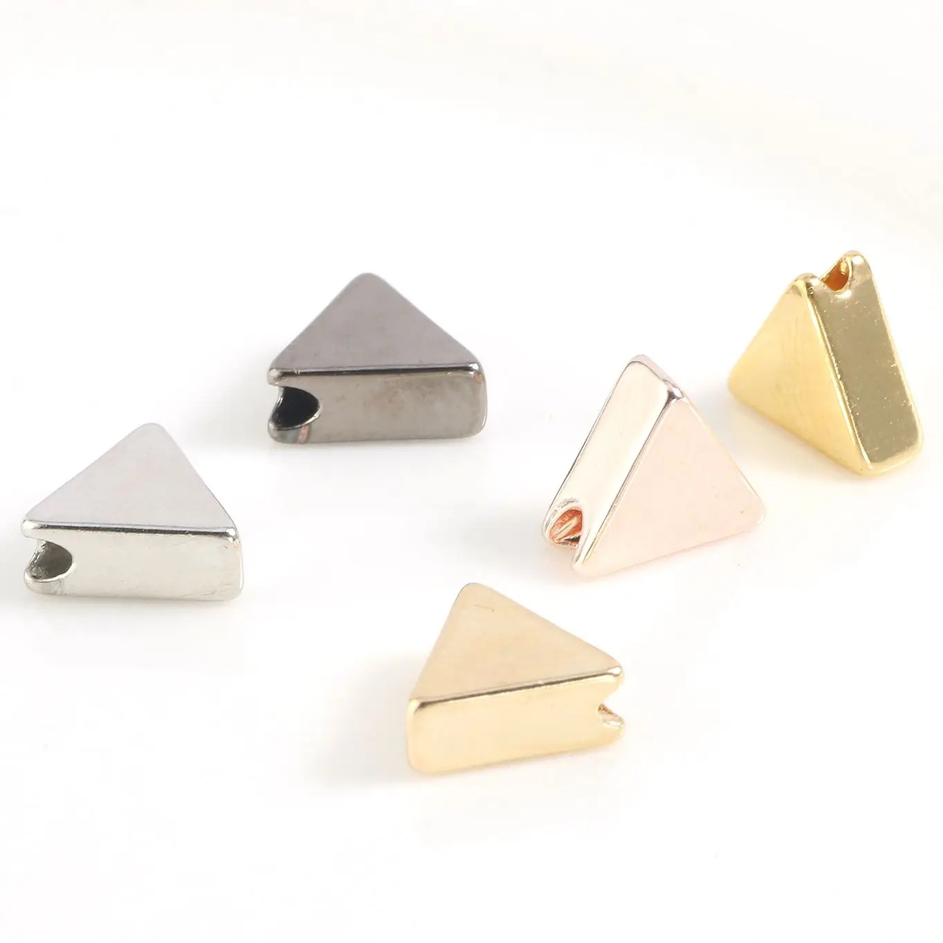 10pcs 7x3mm Triangle Shape Bead Metal Copper Charms Beads Gold Silver Color Loose Beads for Jewelry Making DIY Bracelet hole 2mm