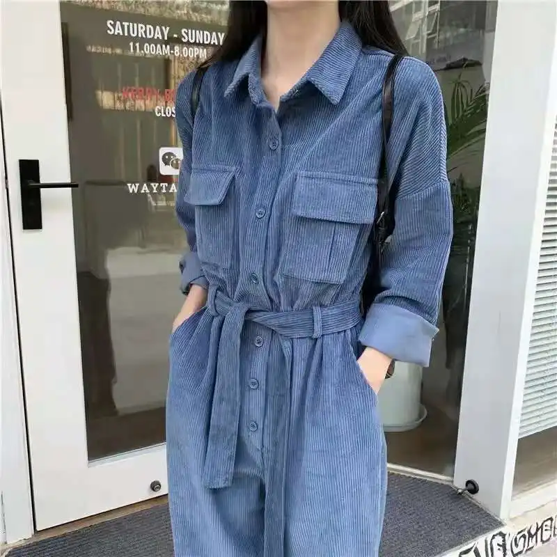 

Spring And Autumn Women's Jumpsuit 2023 Early Spring Women's Corduroy Workwear One-Piece Fashion Wide Leg Pants