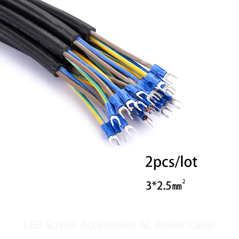 2pcs/lot LED display cable 3 * 2.5㎡ pure copper national standard cable with terminal full color screen connection power cable