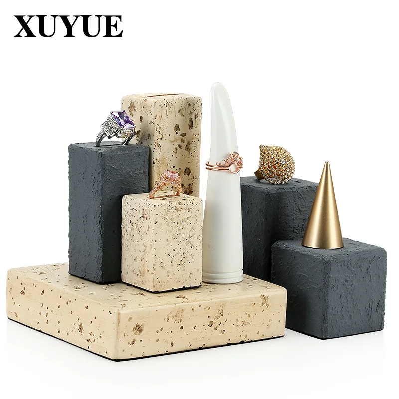 

Factory direct sales jewelry props jewelry display stand ring plaster jewelry display stand square display props spot