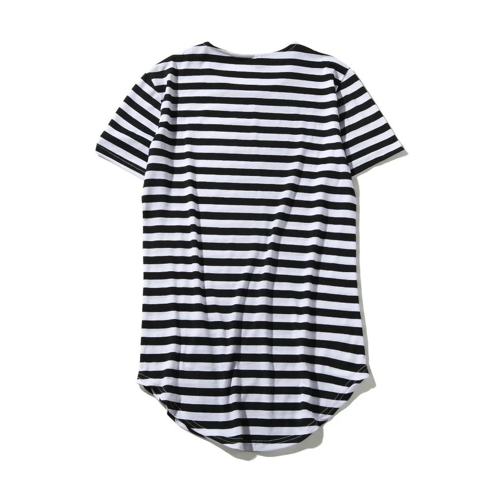 Summer Striped Short-sleeved T-shirt Men\'s Cotton Lengthened Loose Casual and Comfortable Tshirt Male tee top Home Clothing