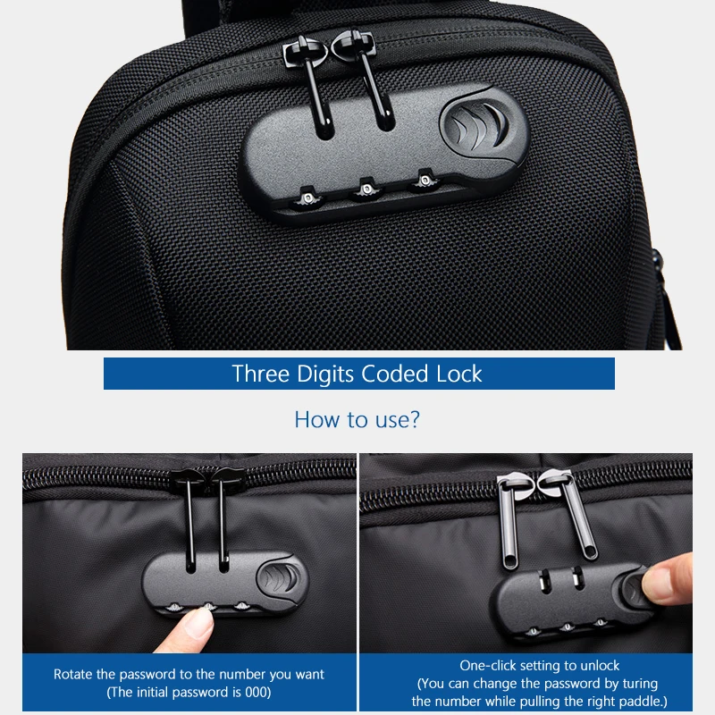 OZUKO-Bolso cruzado multifunción para hombre, bandolera de hombro antirrobo, resistente al agua, bolsa de pecho de viaje corto