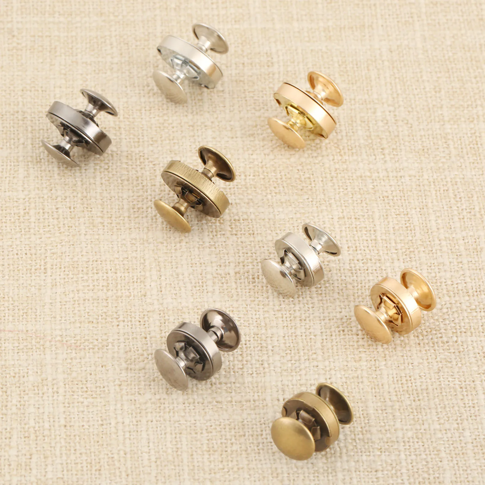 10Pcs Metal Magnetic Snaps Double Rivet Stud Clasps Buttons Fastener Bag Press Buckle Buttons Purses Handbag Clothes DIY 14/18mm