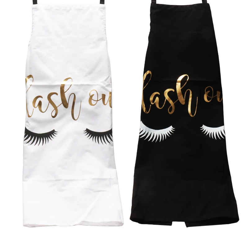 Bronzing Eyelash Pattern Kitchen Apron Women Adult Home Cooking Baking Cleaning Aprons Bibs Kitchen Eyelash Extension Tools