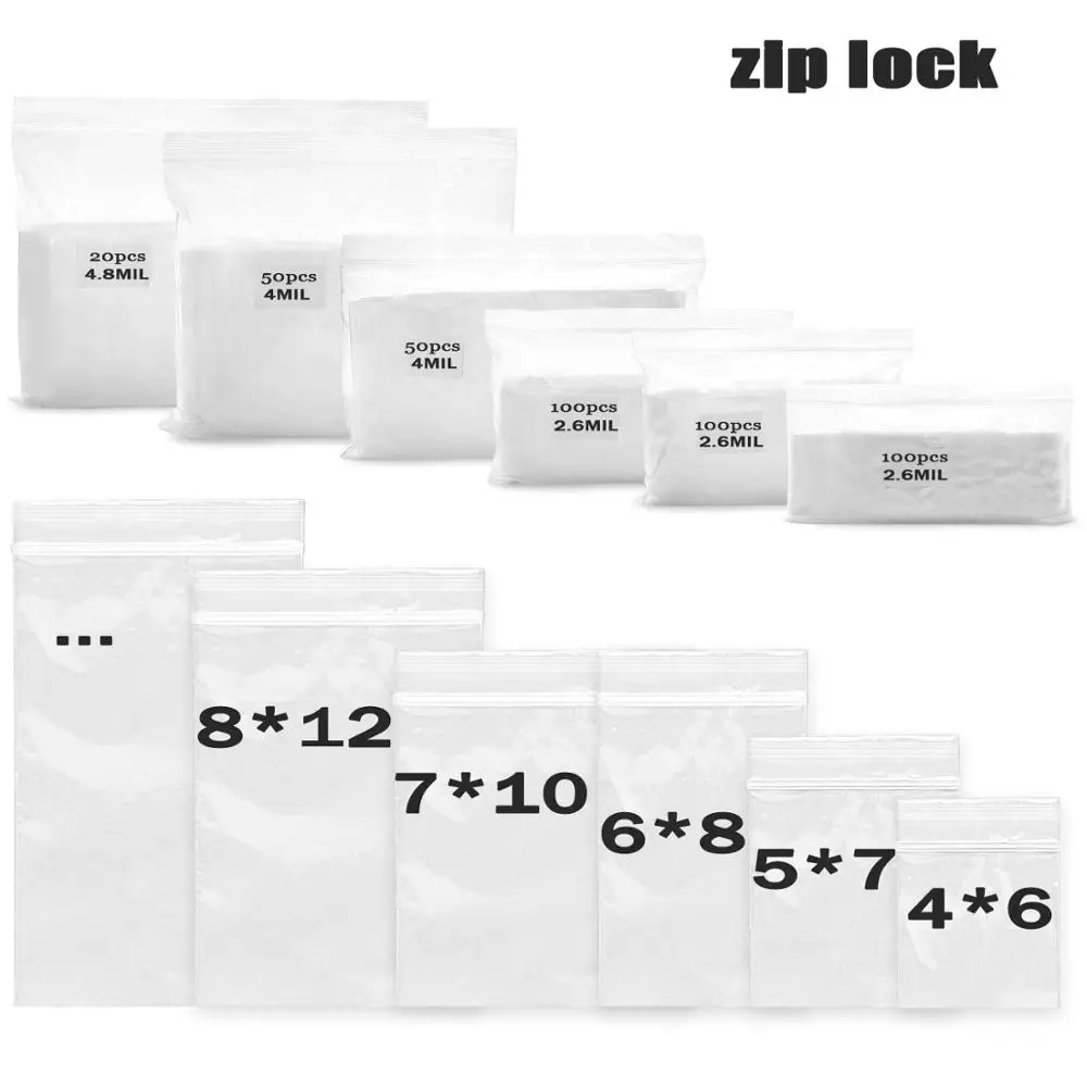 Transparent Thick Plastic zip lock Self Sealing Bags for Gift Jewelry Candy Cookie Packaging clear Resealable poly Bag Pouch