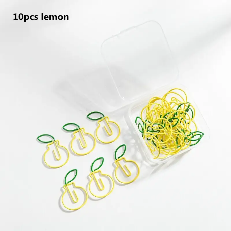 MINKYS Kawaii 10pcs/lot Strawberry Lemon Carrot Metal Paper Clip Christmas Song Decorative Bookmark Binder Clips Stationery - Image 13