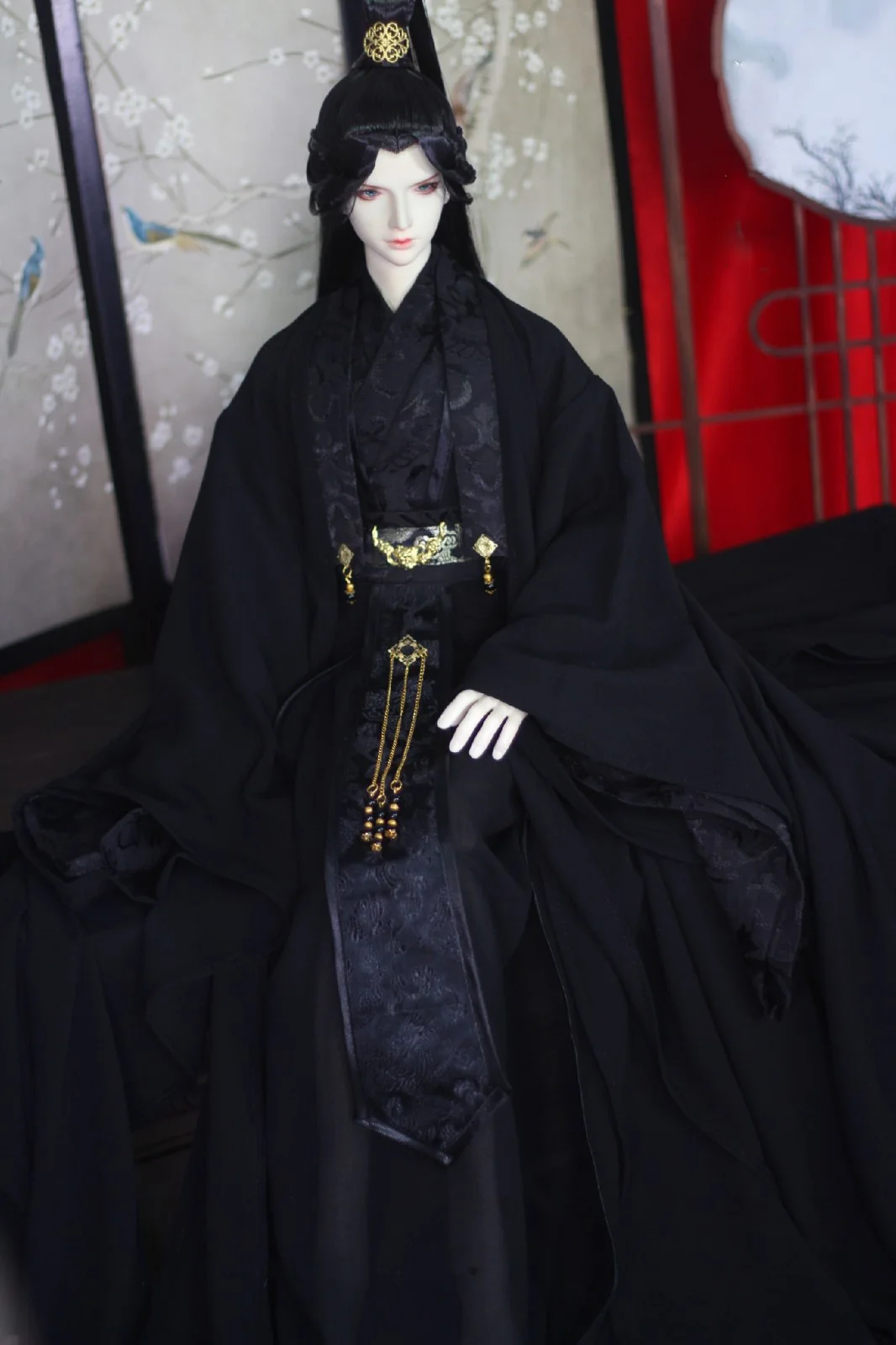 1/3 BJD Clothes Doll Accessories Chinese Ancient Costume Hanfu Samurai Black Dress for BJD/SD SD13 EID 80cm Strong Uncle C0731