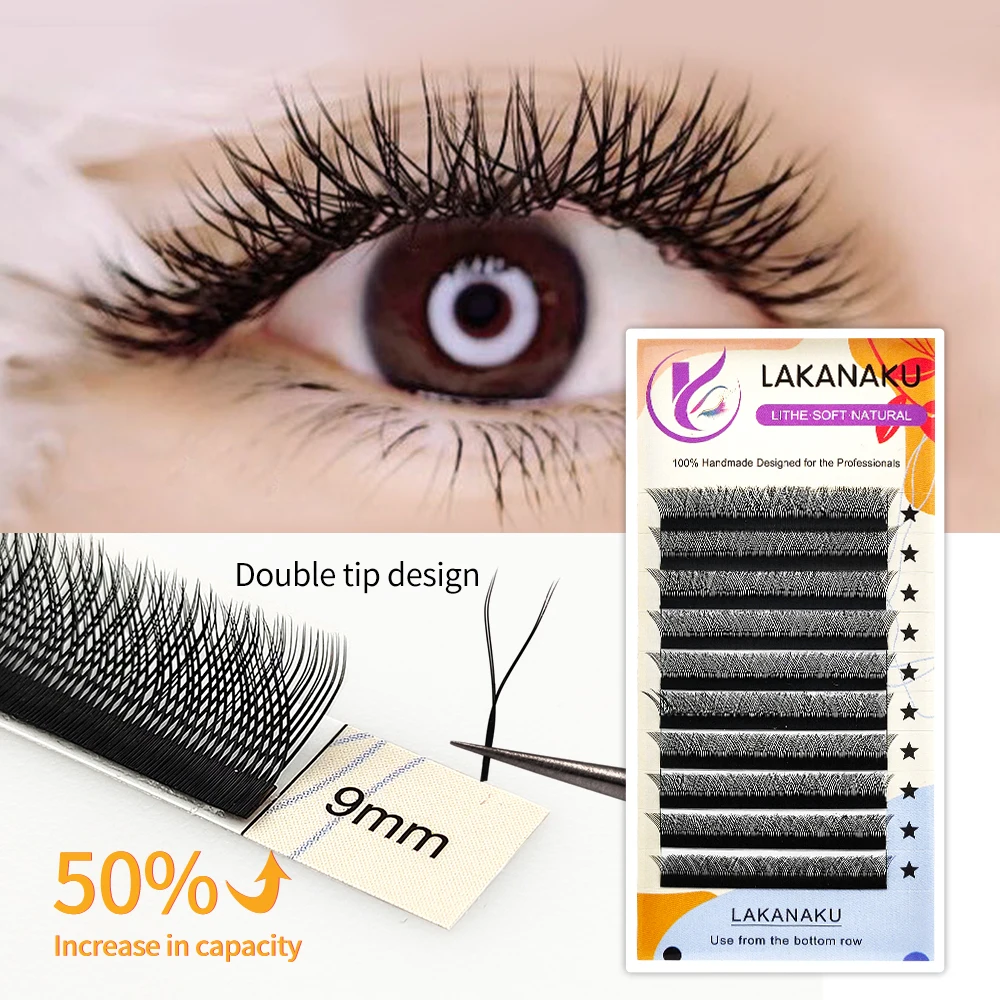 LAKANAKU Cilios YY Eyelashes Extensions 6 Trays Eyelashes 0.07 C D 8-12 Mix YY Lashes Natural Soft Premade Fans Faux Cilios