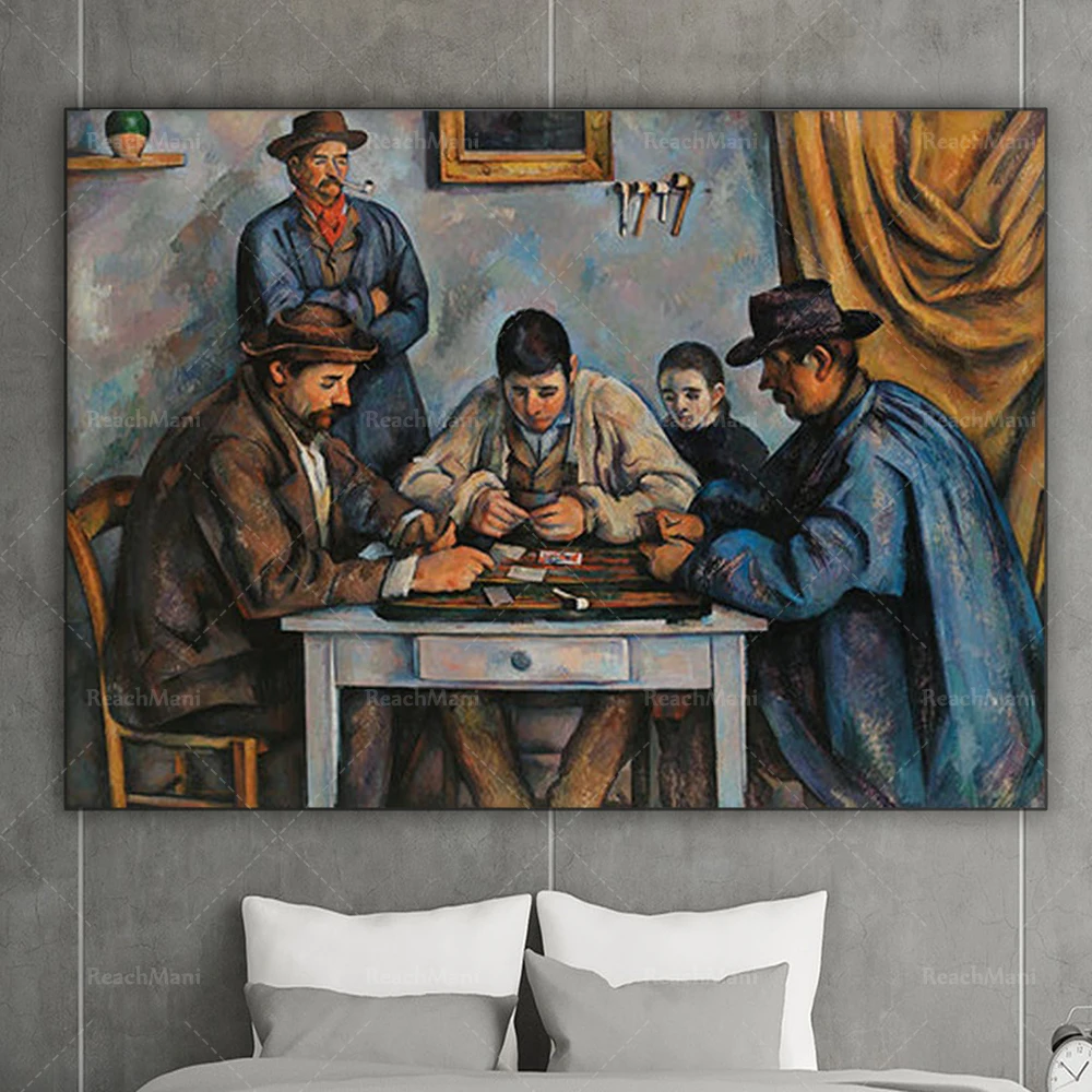 Paul Cezanne's famous paintings of card players, oil painting reproductions, retro posters, retro posters on decorative wall can