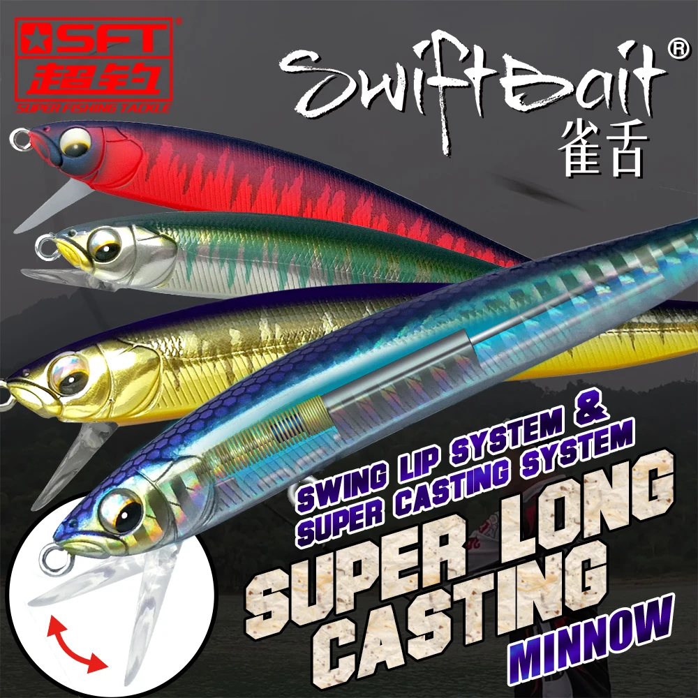 SFT 90S 13g AR-C affondamento Minnow esche da pesca Swing Lip System 8g Wobblers galleggianti Swiftbaits affrontare per Bass Trout Pike Bait