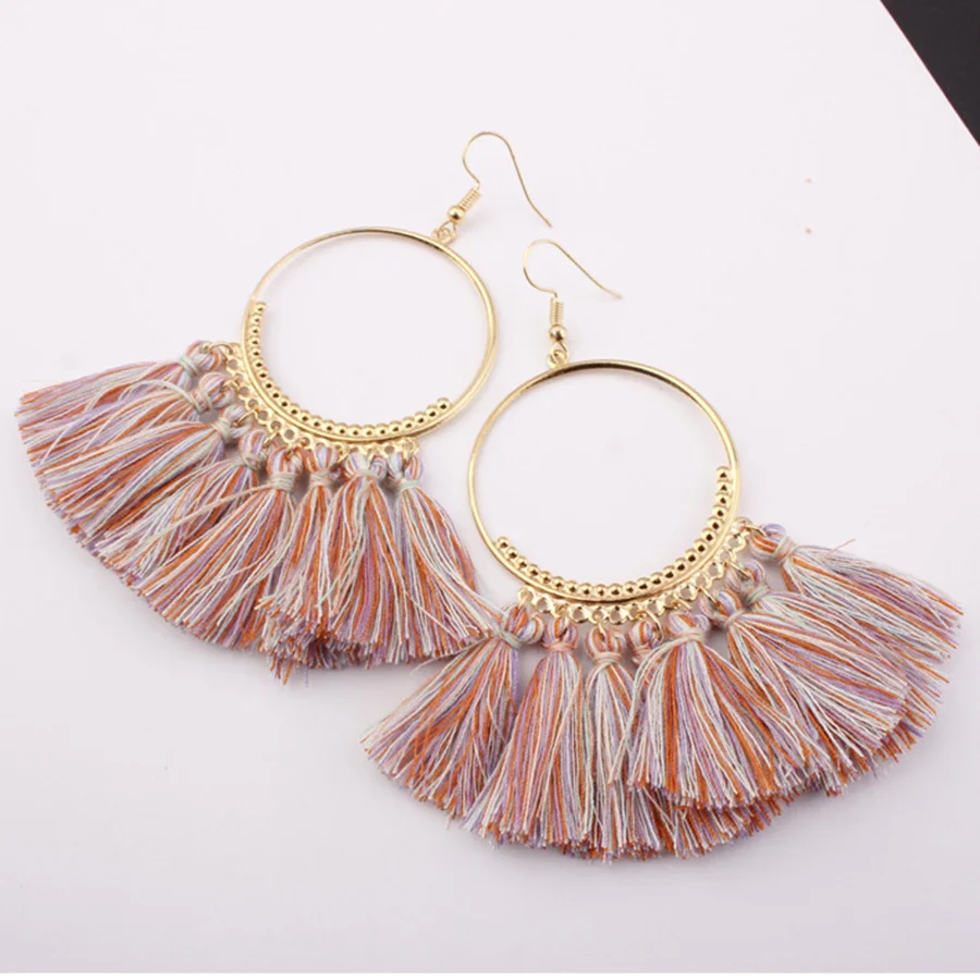 2020 3 Layered Bohemian Fransen Luxus Erklärung Quaste Ohrringe 2020 Boho Mode Schmuck Frauen Lange Tropfen Baumeln Ohrringe – Detail 23