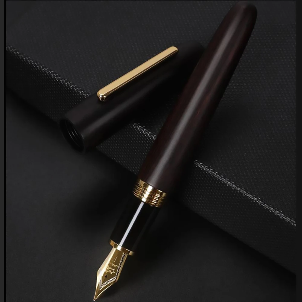 Jinhao 9056 Natural Handmade Wood Fountain Pen BLACK Wooden Beautiful Pen Iridium F/M Nib Fashion Writing Office Ink Pen Gift