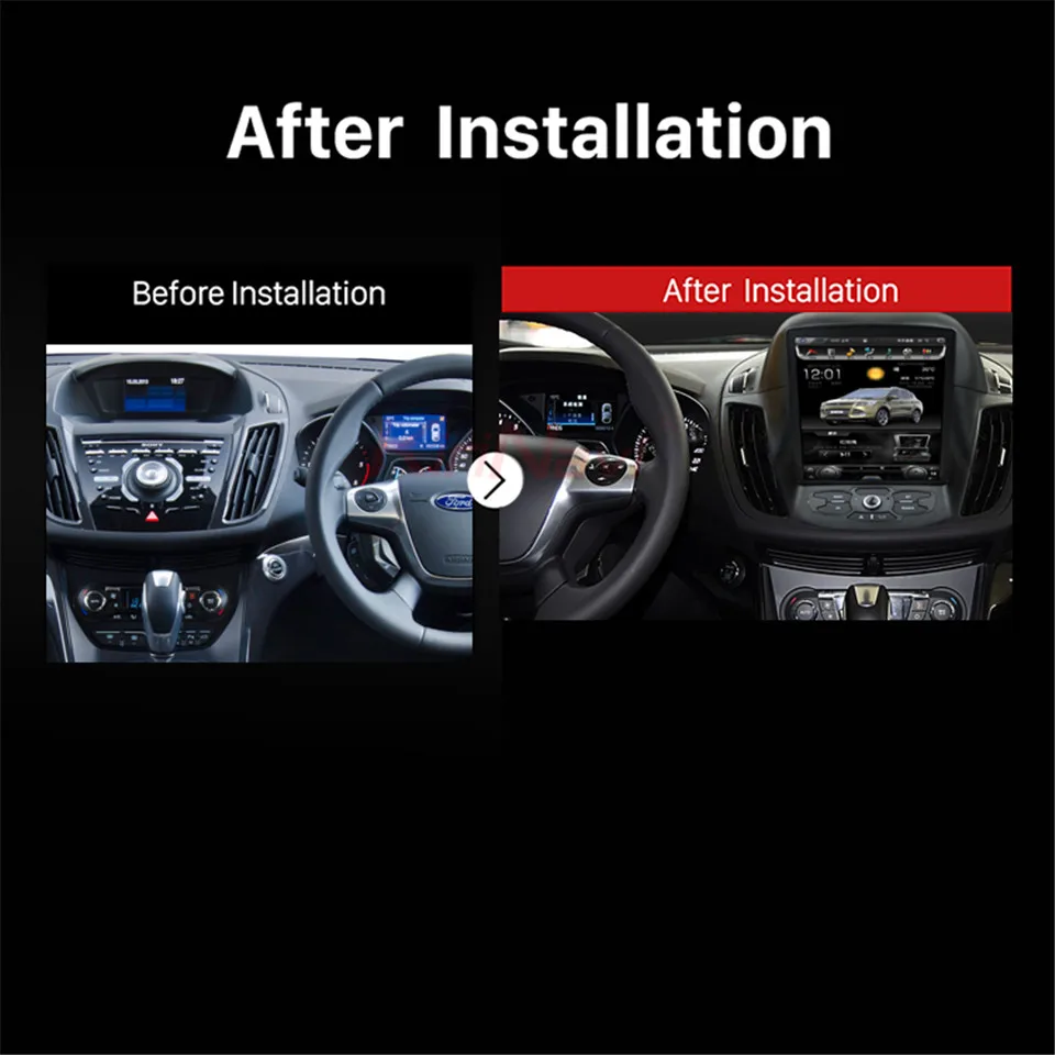 KiriNavi Vertical Screen Tesla Style Android 13 For Ford Kuga Escape 2013-2015 Car Multimedia Player Auto GPS Navigation Stereo