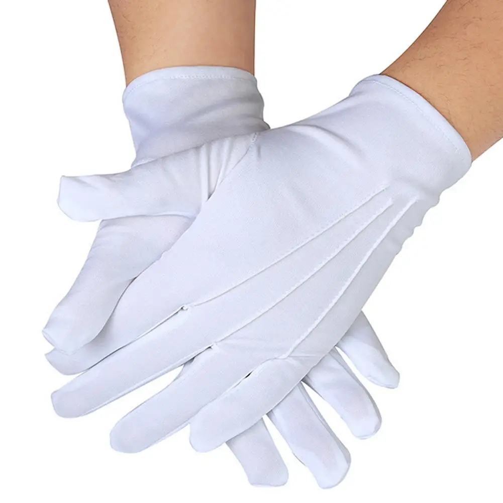 Highquality Three-gluten White Gloves Celebration Ceremonial Etiquette Jewelry Performance Labor Unisex Insurance Polyester