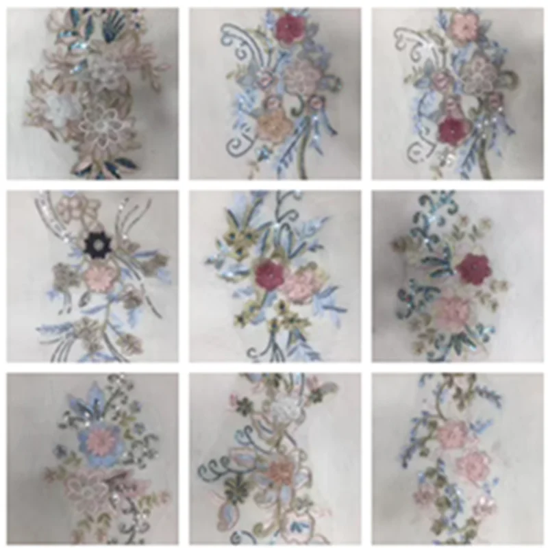 

handmade 3D colorful sequined and beaded flower patches,9 styles available, XERY191024D