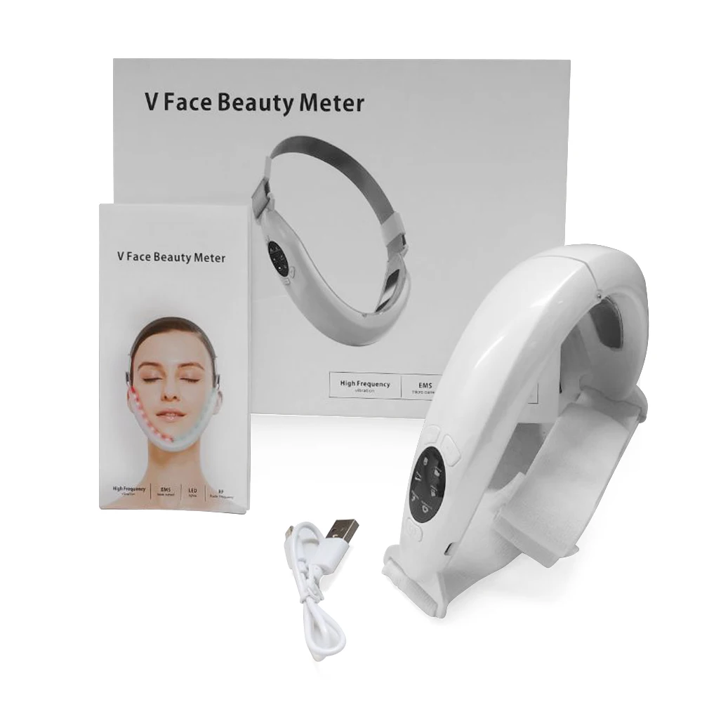 Dispositivo de Lifting Facial EMS, terapia de fotones LED, masajeador de pulso TENS para adelgazar la cara, elimina la papada, cinturón de estiramiento de mejillas en forma de V