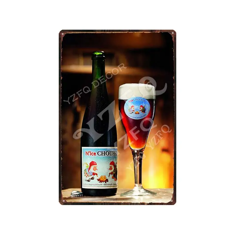 Chouffe Hoegaarden Beer Vintage  Metal Tin Sign Retro Plates For Wall Bar Pub Art kitchen Coffee Home Decor 30X20CM DU-8547B