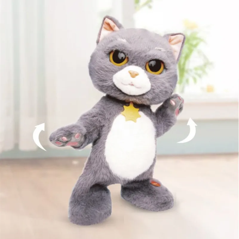 Chat robot en peluche électrique mignon classique pour animaux de compagnie, peut marcher et chanter des chansons, effet phtalonique, cadeaux pour garçon et fille