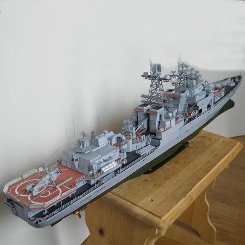 3D Paper Craft Russian Destroyer Admiral Levchenko Anti-submarine Ship Puzzel Harlem Dreadnought-class Desk Home Decoration