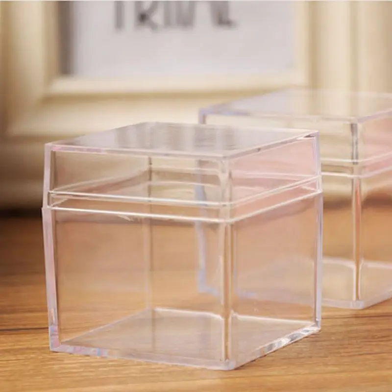 Clear Acrylic 5 Sided Jewelry Display Storage Box Case Square Cube Props Box