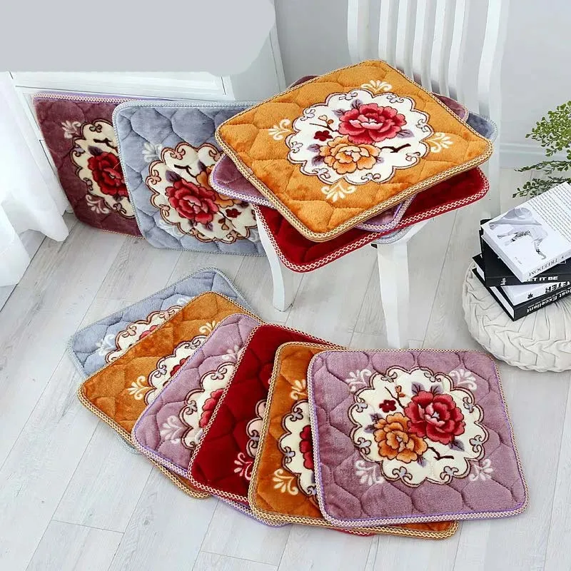 European Pastoral Flowers Seat Cushion Sofa Non-Slip Stool Mat Breathable Dining Room Chair Pads Square Plush Floor Cushions