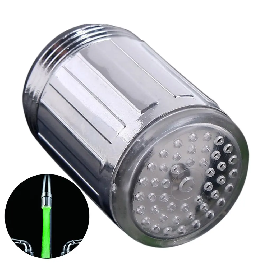 LED Temperature Sensitive 3-Color Light-up Faucet Kitchen Bathroom Glow Water Saving Faucet Aerator Tap Nozzle Shower LED Faucet