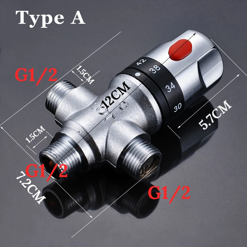 Shinesia Brass Thermostatic Mixer for Shower System 1/2 Water Temperature Control Faucet Control Valve Bathroom Faucet Valve