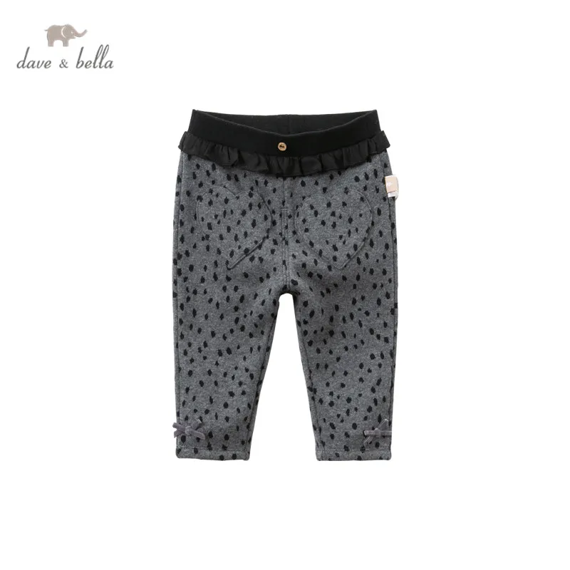

DBS15400 dave bella winter baby girls fashion bow pockets print pants children full length kids pants infant toddler trousers