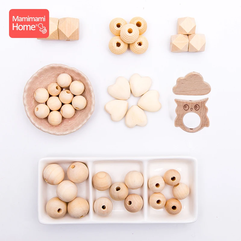 Wooden Beads Baby Teether Making Pacifier Chain Wooden Rodent DIY Crafts Newborn Teething Beads DIY Accessories Nurse Gifts